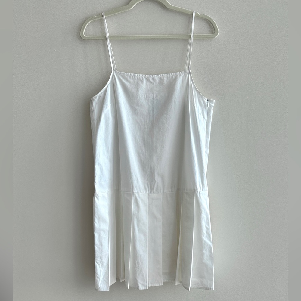ASOS Collusion White Pleated Mini Dress with Spaghetti Straps, Size 6, White